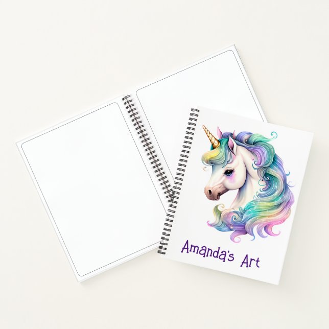 Colourful Unicorn Kids Personalised Sketch  Notebook (Inside)