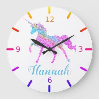 Colourful Unicorn Large Clock