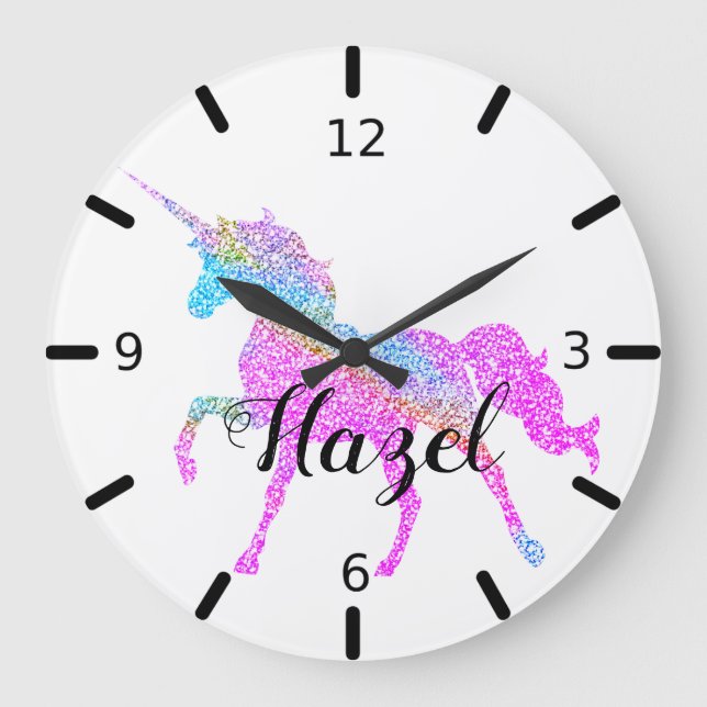 Colourful Unicorn Large Clock (Front)