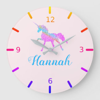 Colourful Unicorn Large Clock