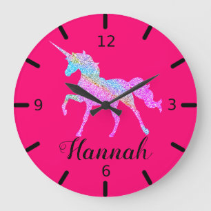 Colourful Unicorn Large Clock