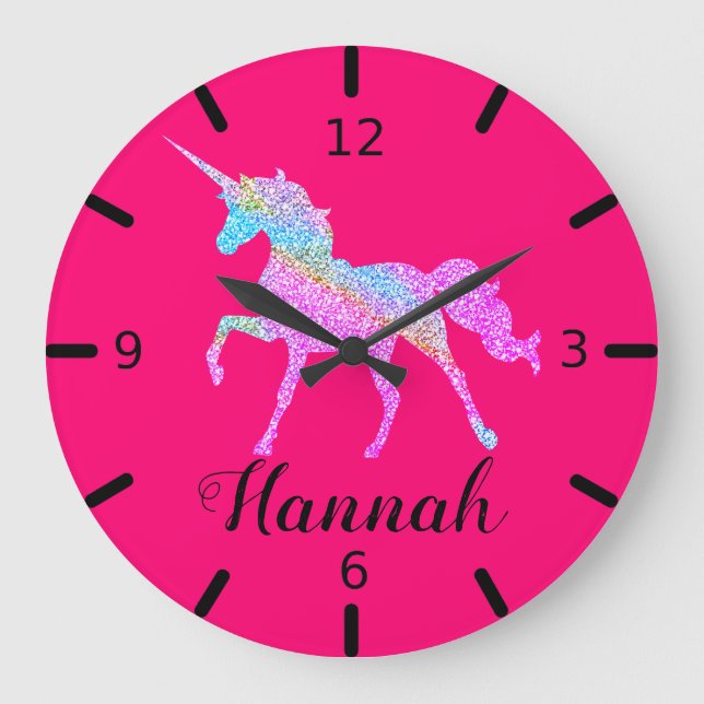 Colourful Unicorn Large Clock (Front)