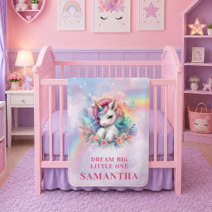 Colourful Unicorn Magical Day Baby Blanket Birthda