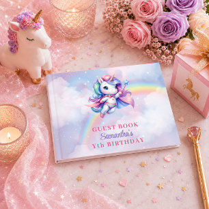 Colourful Unicorn Magical Day Birthday Guest Book