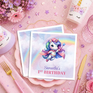 Colourful Unicorn Magical Day Girl Birthday Napkin