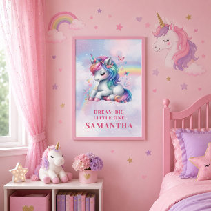 Colourful Unicorn Magical Pastel Framed Canvas Print