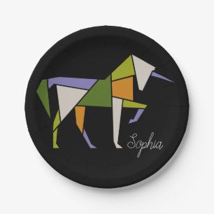 Colourful Unicorn - Modern Abstract Elegant Paper Plate