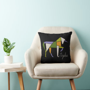 Colourful Unicorn - Modern Abstract Elegant Tangra Cushion