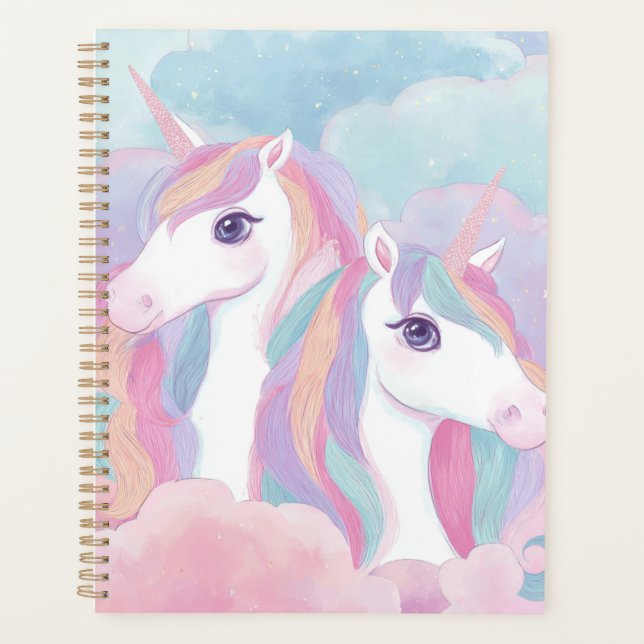 Colourful Unicorn Notebook Cute Magical Journal Planner (Front)