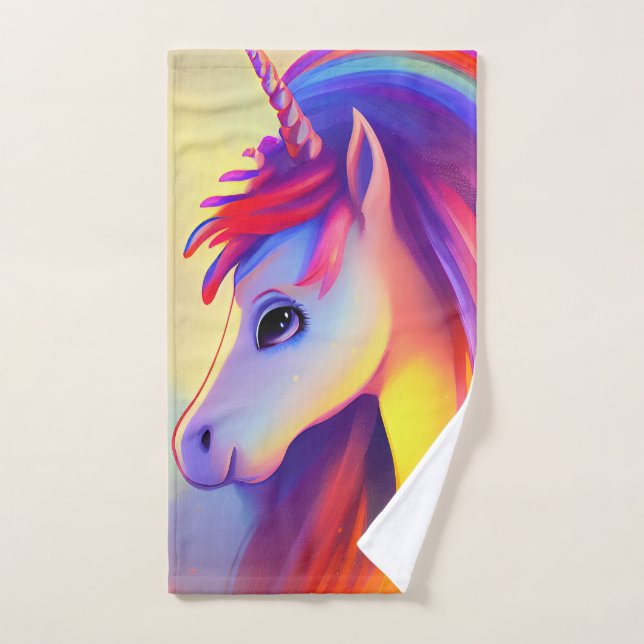 Colourful unicorn painting hand towel (Hand Towel)