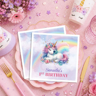 Colourful Unicorn Pastel Magical Girl Party Napkin