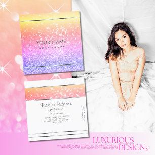 Colourful Unicorn Pastel Rainbow Glitter Lovely Square Business Card