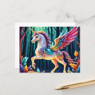 Colourful Unicorn Pegasus Postcard