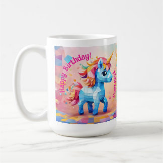 Colourful Unicorn Pinata Birthday Coffee Mug