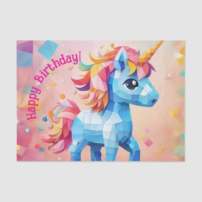 Colourful Unicorn Pinata Birthday Tissue Paper (Front)