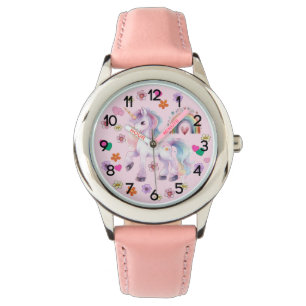 Colourful Unicorn Rainbow and Flowers Kids Watch
