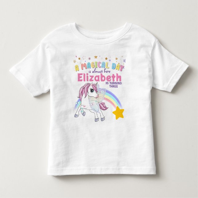 Colourful Unicorn Rainbow Cute Magical Pink Toddler T-Shirt (Front)