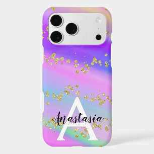 Colourful Unicorn Rainbow Gold Glitter Monogram