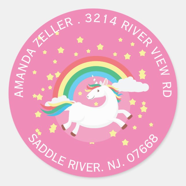 Colourful Unicorn Return Address Label (Front)