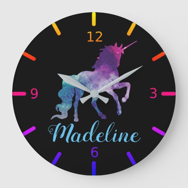 Colourful Unicorn Universe Large Clock (Front)