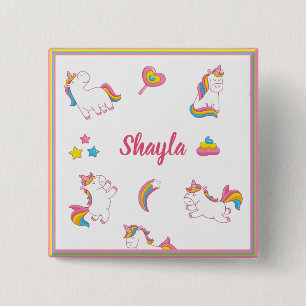 Colourful Unicorns 15 Cm Square Badge