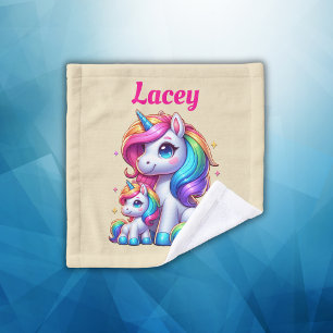 Colourful Unicorns, Monogrammed with Name   Wash Cloth