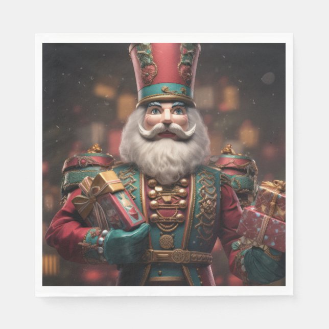 Colourful uniformed gentleman with many presents napkin (Front)