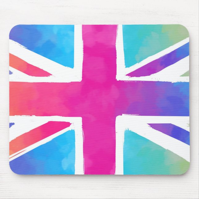 Colourful Union Jack Flag Mouse Pad (Front)