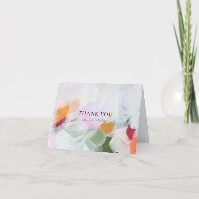 Colourful Unique Abstract Art Thank you Note Card (Front)