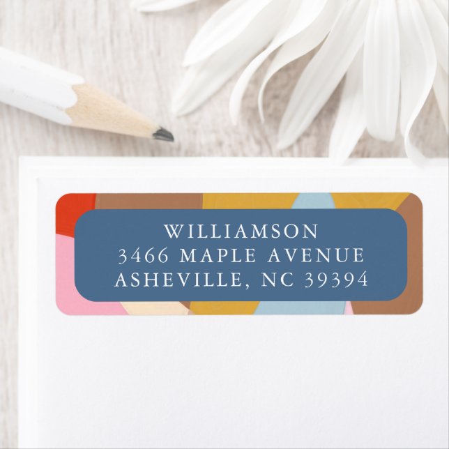 Colourful Unique Abstract Return Address Holiday Label (Insitu)