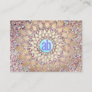 Colourful, Unique and Festive Monogram Glitter Business Card