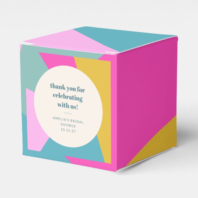 Colourful Unique Custom Bridal Shower Thank You Favour Box (Front Side)
