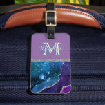 Colourful Unique Custom Lettering Agate Luggage Tag<br><div class="desc">This beautiful and sophisticated design feature unique multi colour lettering for the Monogram and First Name -- look closely and you will see for yourself. That is a part of what makes this almost one-of-a kind -- why not make your luggage happy? Stunning colourful agate and silver-- with a monogram...</div>