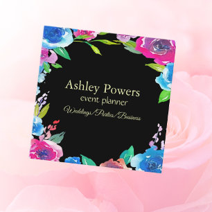 Colourful Unique Floral Square Business Card