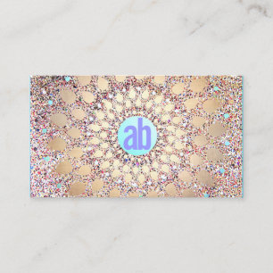 Colourful, Unique Gold and Festive Monogram Glitte Business Card