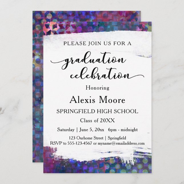 Colourful, Unique Graduation Party Invitation (Front/Back)