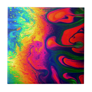 Colourful Unique Rainbow Swirl PERSONALIZE IT Ceramic Tile