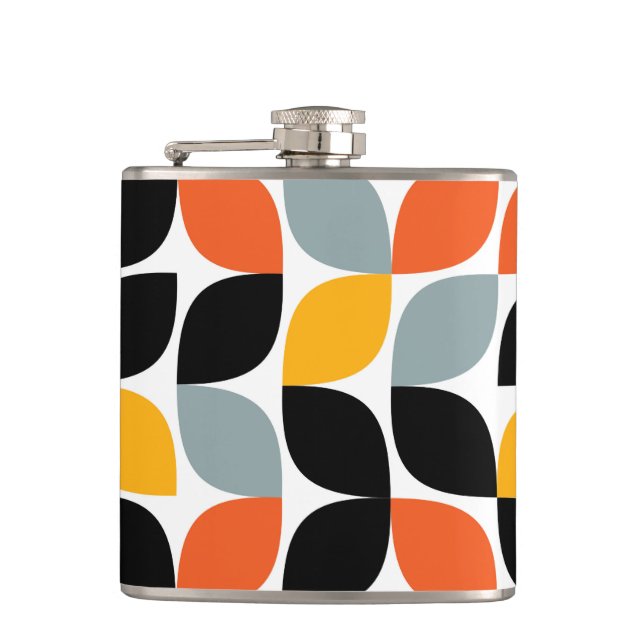 Colourful, unique, trendy, urban leaf concept hip flask (Front)