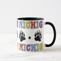 Colourful Up North Michigan Mug with Bear Claws