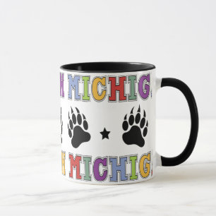 Colourful Up North Michigan Mug with Bear Claws