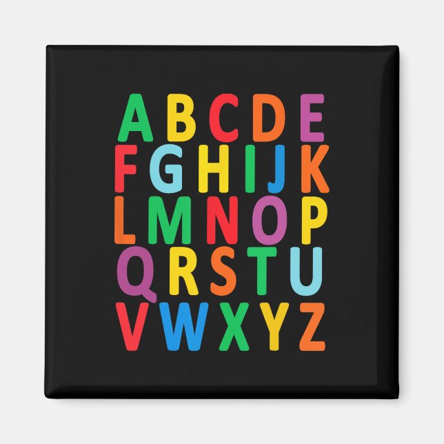 Colourful Uppercase Letters Alphabet Learn Abc Boy Magnet (Front)