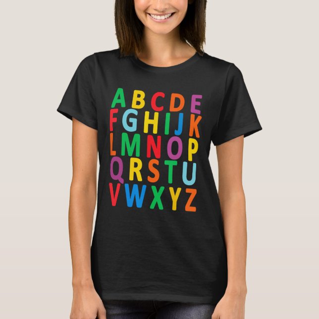 Colourful Uppercase Letters Alphabet Learn Abc Boy T-Shirt (Front)
