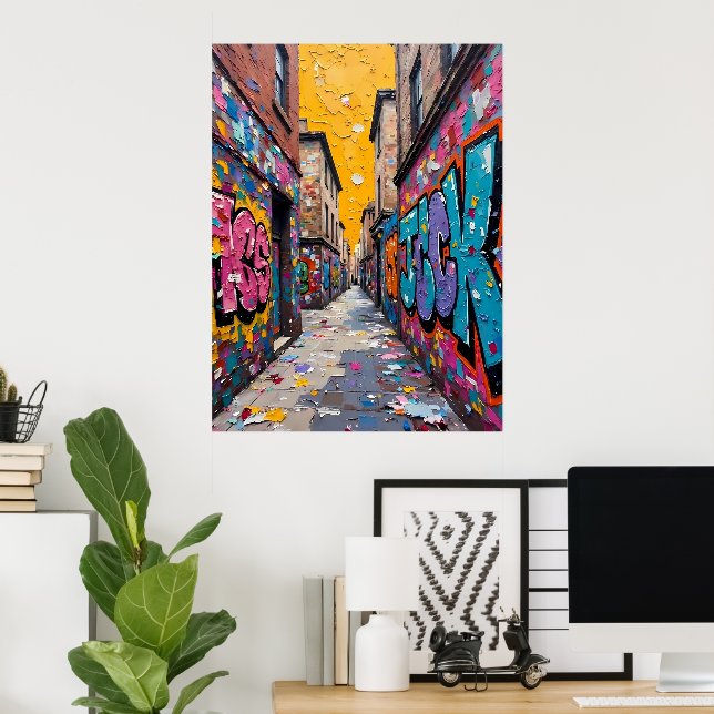 Colourful Urban Alley Poster (Home Office)