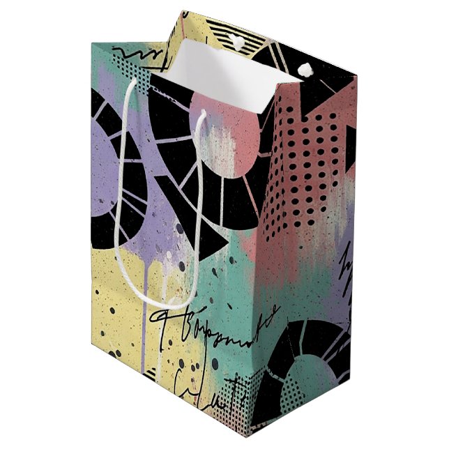 Colourful Urban Graffiti Pattern (10) Medium Gift Bag (Front Angled)