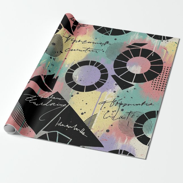 Colourful Urban Graffiti Pattern (10) Wrapping Paper (Unrolled)