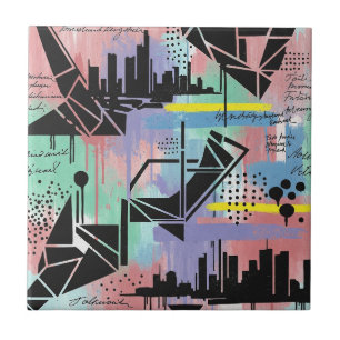 Colourful Urban Graffiti Pattern (11) Ceramic Tile