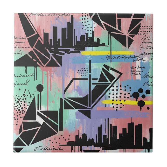 Colourful Urban Graffiti Pattern (11) Ceramic Tile (Front)