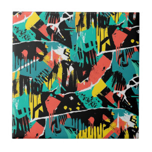 Colourful Urban Graffiti Pattern (13) Ceramic Tile