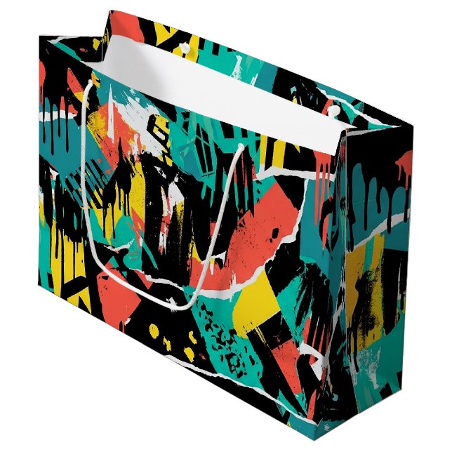 Colourful Urban Graffiti Pattern (13) Large Gift Bag (Front Angled)