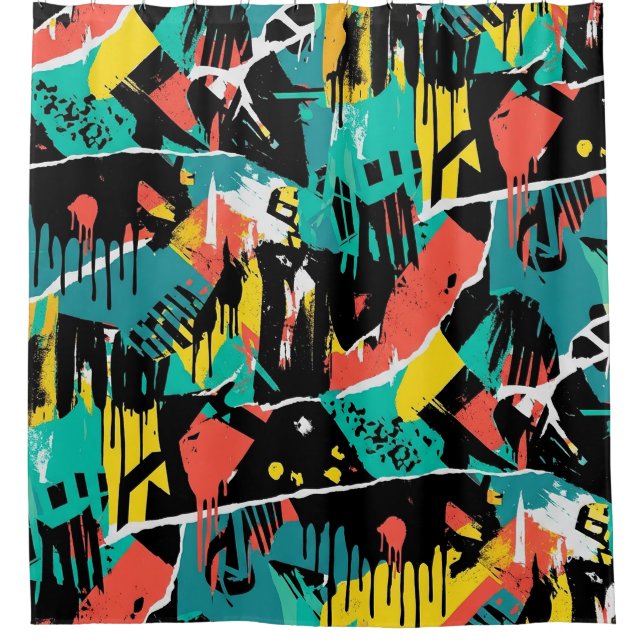 Colourful Urban Graffiti Pattern (13) Shower Curtain (Front)